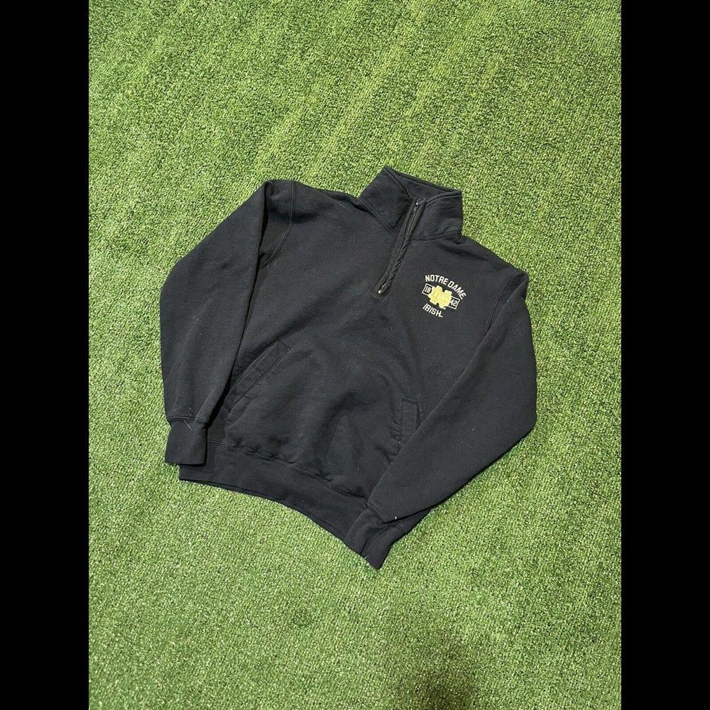Notre Dame College Vintage Quarter Zip Sweatshirt Mens Size S Blue and Gold